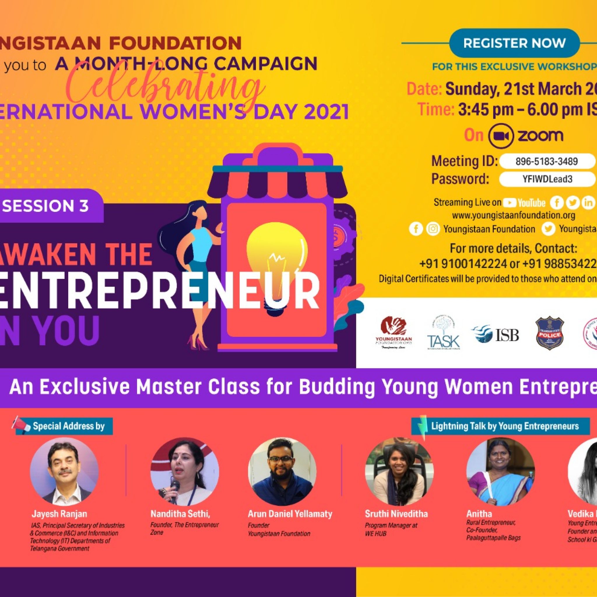 Women's Day Webinar on Entrepreneurship - Youngistaan Foundation