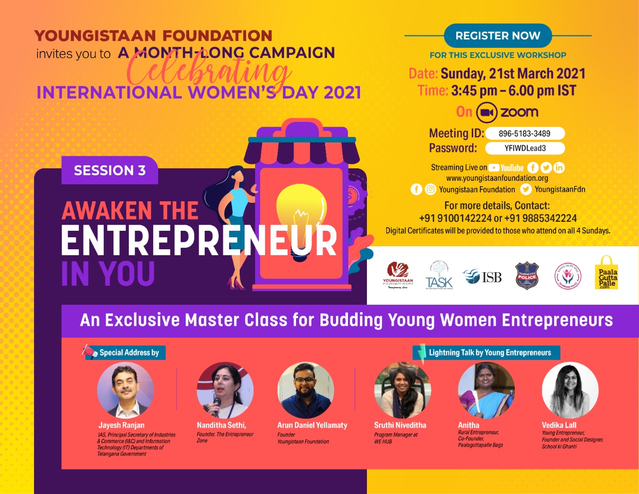Women's Day Webinar on Entrepreneurship - Youngistaan Foundation