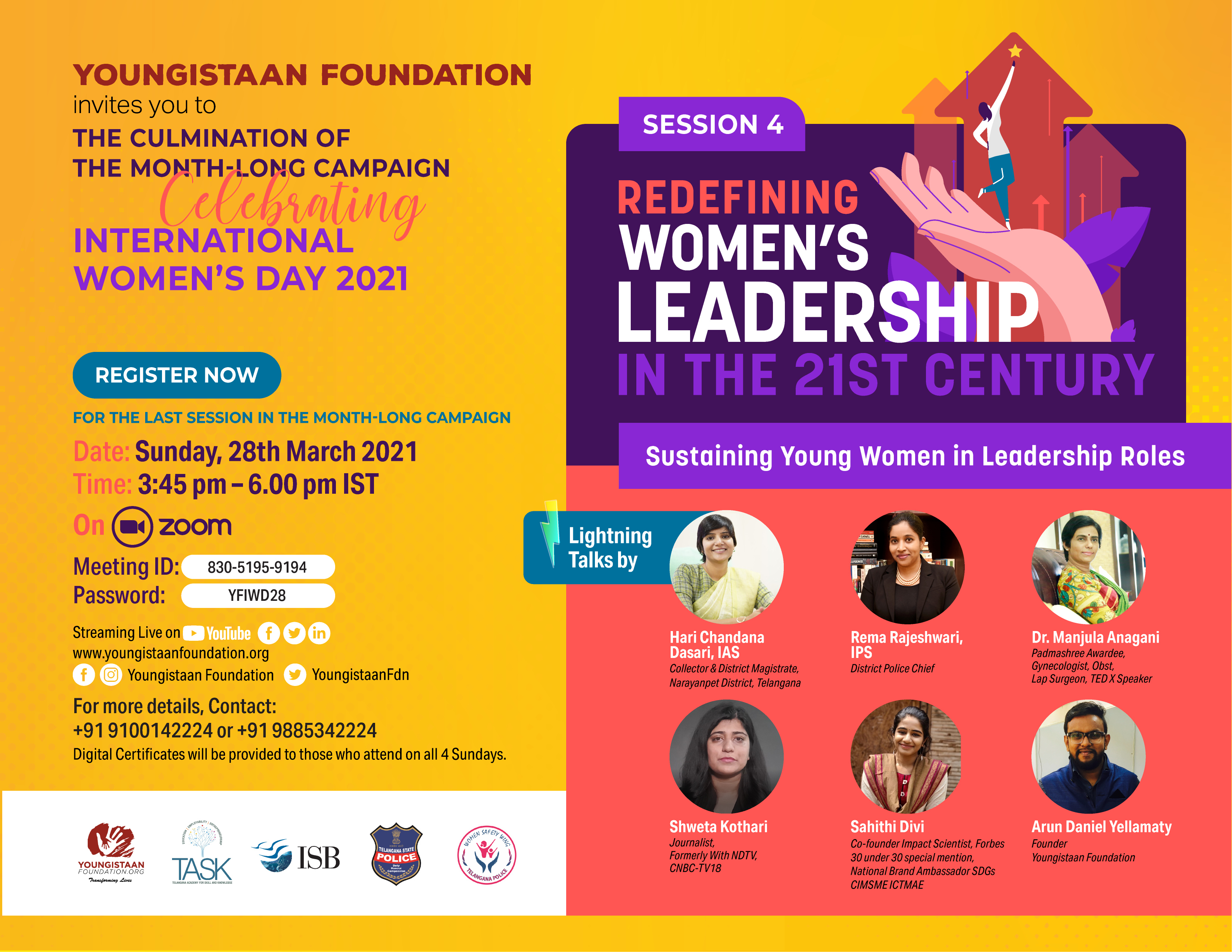 Women's Day Webinar on Sustaining Leadership - Youngistaan Foundation